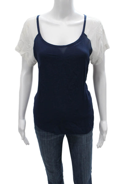Splendid Women Scoop Neck Short Sleeve Solid Rayon Shirt Size S