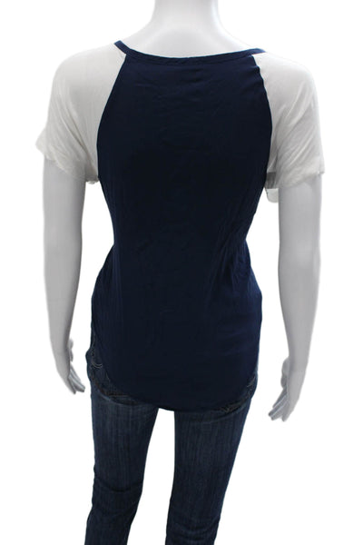 Splendid Women Scoop Neck Short Sleeve Solid Rayon Shirt Size S