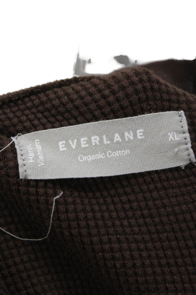 Everlane Men Brown Long Sleeve Henley Shirt Organic Cotton Solid Size XL