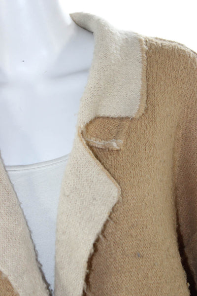 Free People Womens Beige Button Overcoat Long Sleeve Wool Blend Size S