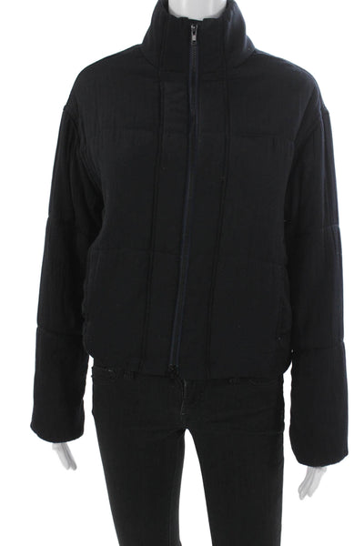 Vince Women Puffer Jacket Black Long Sleeve Zip Polyester Size S