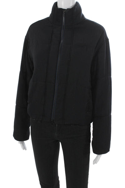 Vince Women Puffer Jacket Black Long Sleeve Zip Polyester Size S