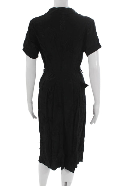 Zara Women Shirt Dress Black Short Sleeve Knee Length Viscose Size S