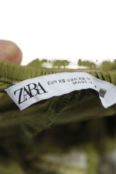 Zara Women Sundress Green Halter Tie Midi Cotton Sleeveless Bohemian Size XS