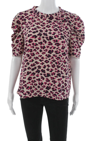 Aqua Womens Basic Multicolor Animal Print Mockneck Blouse Size S
