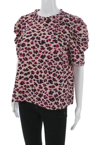 Aqua Womens Basic Multicolor Animal Print Mockneck Blouse Size S