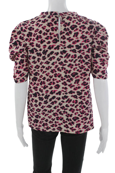 Aqua Womens Basic Multicolor Animal Print Mockneck Blouse Size S