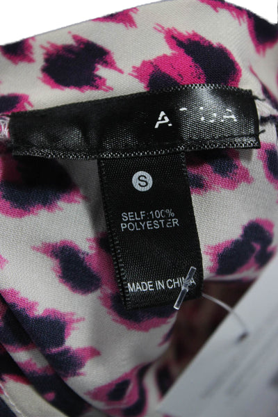 Aqua Womens Basic Multicolor Animal Print Mockneck Blouse Size S
