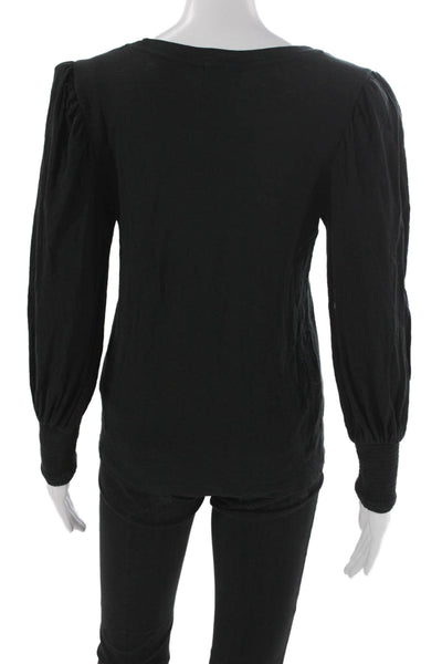 Nation LTD Womens Black Basic T-Shirt Long Sleeve 100% Pima Cotton Size S