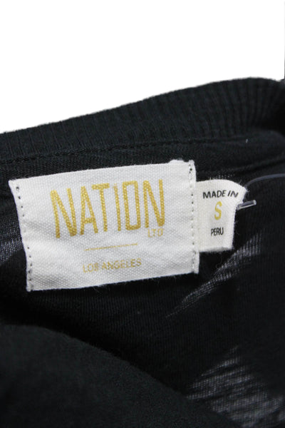 Nation LTD Womens Black Basic T-Shirt Long Sleeve 100% Pima Cotton Size S