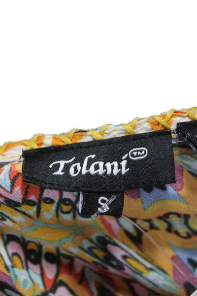 Tolani Women Silk Tunic Animal Print Scoop Neck Long Sleeve Multicolor Size S