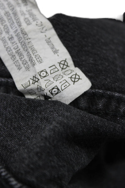 Zara Womens Mom Shorts Black Cotton Button Size 14