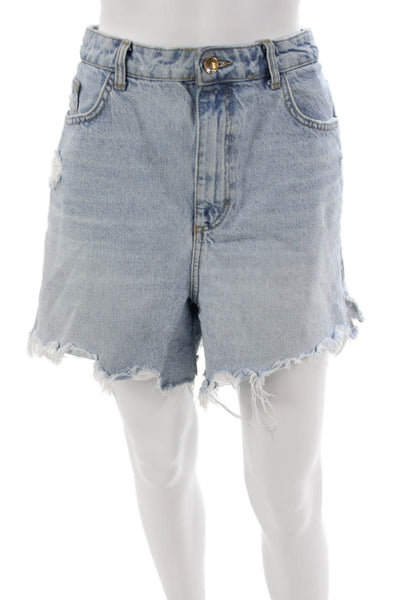 Zara Womens Cut-Off Denim Shorts Blue Size 14