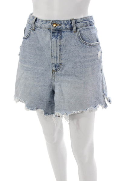 Zara Womens Cut-Off Denim Shorts Blue Size 14