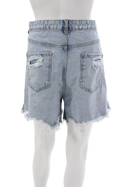 Zara Womens Cut-Off Denim Shorts Blue Size 14