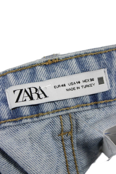 Zara Womens Cut-Off Denim Shorts Blue Size 14