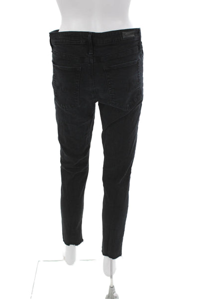 AG Adriano Goldschmied Womens Black Skinny Jeans Button Inseam 28 Size 31