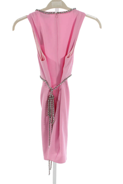Majorelle Womens Pink Sheath Dress Above Knee Sleeveless Round Neck Size 0