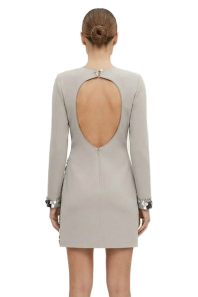 sho Womens Mini Dress Gray Long Sleeve Round Neck Zip Size XS