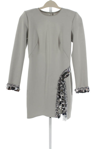 sho Womens Mini Dress Gray Long Sleeve Round Neck Zip Size XS