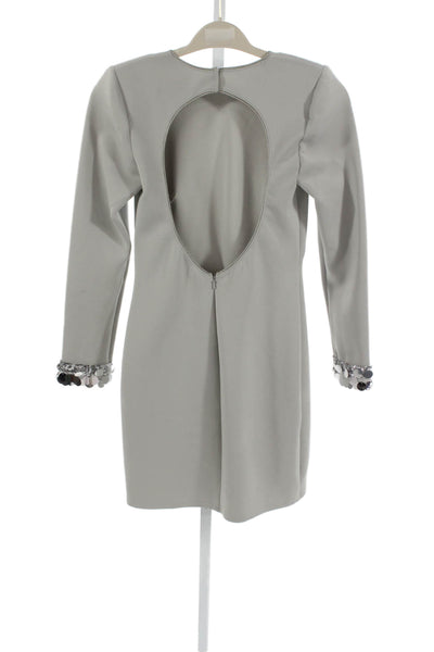 sho Womens Mini Dress Gray Long Sleeve Round Neck Zip Size XS