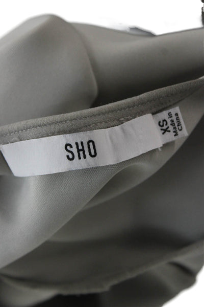 sho Womens Mini Dress Gray Long Sleeve Round Neck Zip Size XS