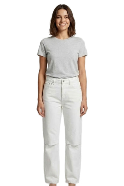 Zara Women Wide-Leg Jeans White 100% Cotton High Rise Inseam 31 Size 4