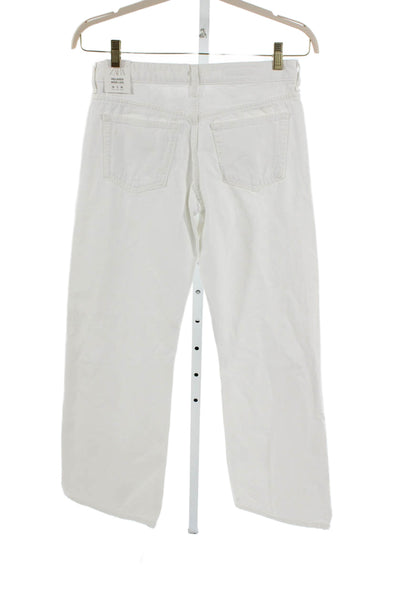 Zara Women Wide-Leg Jeans White 100% Cotton High Rise Inseam 31 Size 4