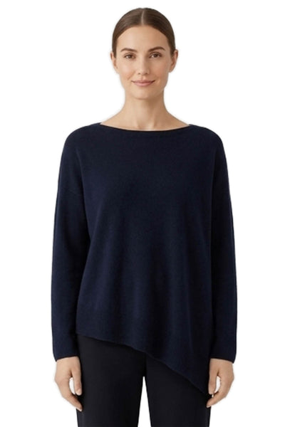 White Label Women Blue Wool Boat Neck Long Sleeve Sweater Size 4