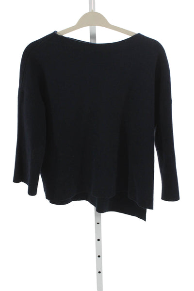 White Label Women Blue Wool Boat Neck Long Sleeve Sweater Size 4