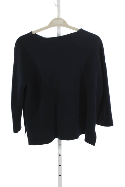 White Label Women Blue Wool Boat Neck Long Sleeve Sweater Size 4
