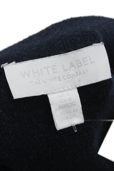White Label Women Blue Wool Boat Neck Long Sleeve Sweater Size 4