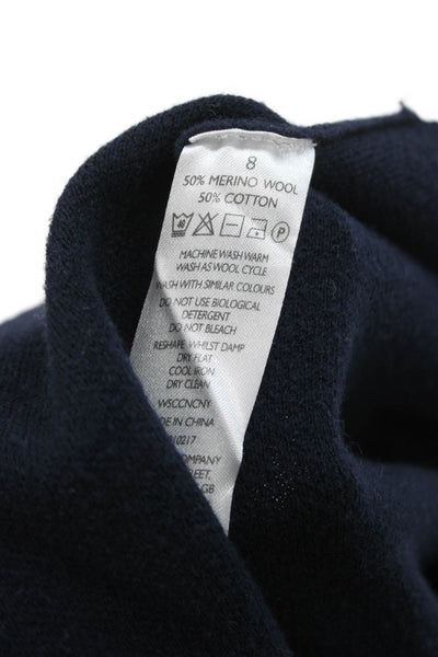 White Label Women Blue Wool Boat Neck Long Sleeve Sweater Size 4