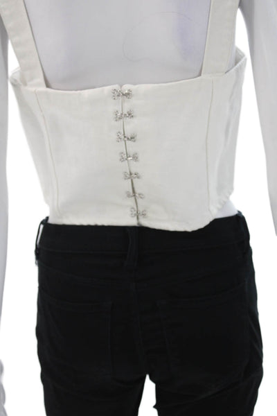 We Wore What Women White Cropped Tank Square Neck Cotton Sleeveless Size M