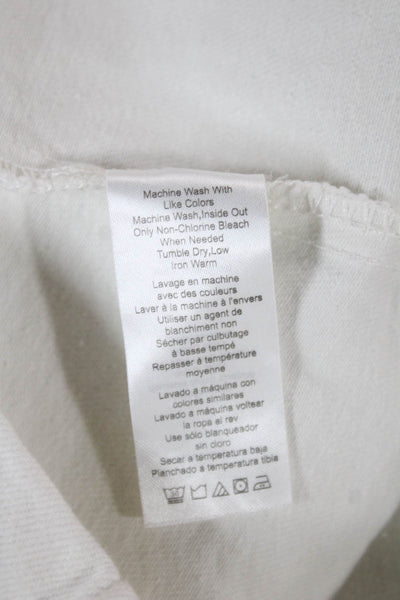 We Wore What Women White Cropped Tank Square Neck Cotton Sleeveless Size M