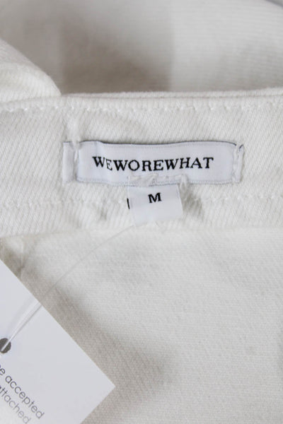 We Wore What Women White Cropped Tank Square Neck Cotton Sleeveless Size M
