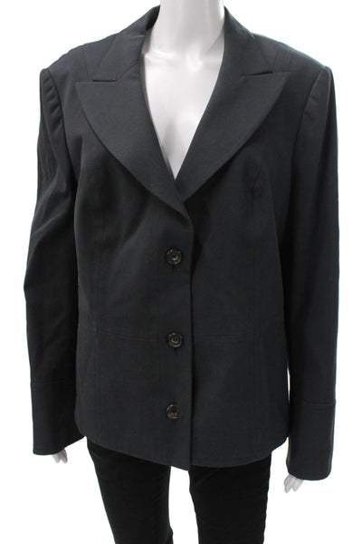 Escada Women Pant Suit Blazer Black Cotton Button Long Sleeve Size 46