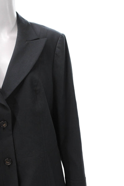 Escada Women Pant Suit Blazer Black Cotton Button Long Sleeve Size 46