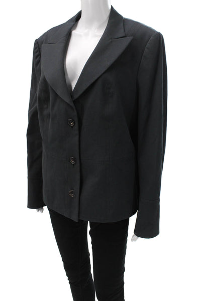 Escada Women Pant Suit Blazer Black Cotton Button Long Sleeve Size 46