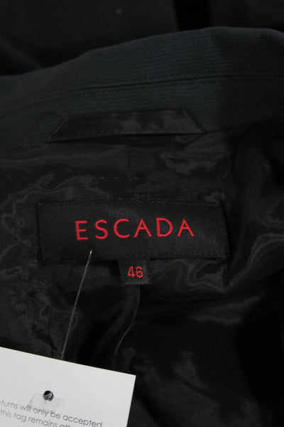 Escada Women Pant Suit Blazer Black Cotton Button Long Sleeve Size 46
