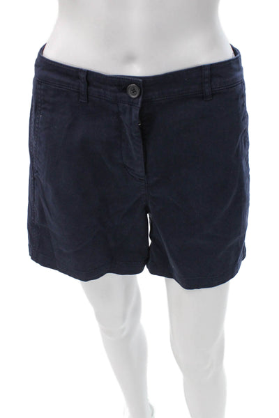 J Crew Women Chino Shorts Blue Button Cotton Stretch Size 2