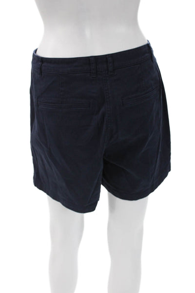 J Crew Women Chino Shorts Blue Button Cotton Stretch Size 2