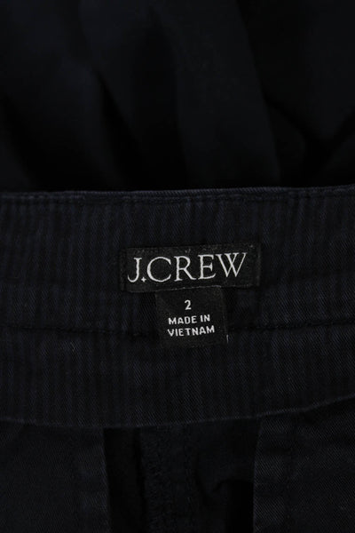 J Crew Women Chino Shorts Blue Button Cotton Stretch Size 2