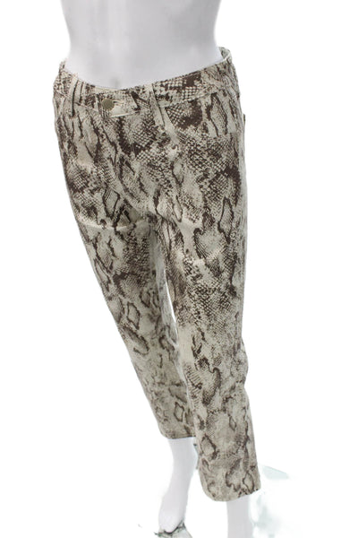 L'Agence Womens Cropped High Rise Snake Print Pants Multicolor Size 26