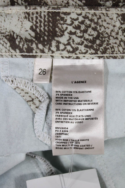 L'Agence Womens Cropped High Rise Snake Print Pants Multicolor Size 26