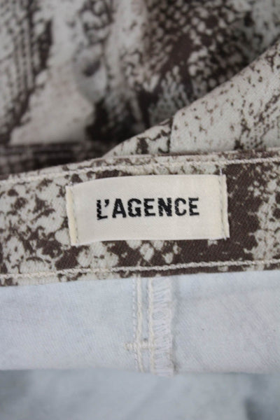 L'Agence Womens Cropped High Rise Snake Print Pants Multicolor Size 26