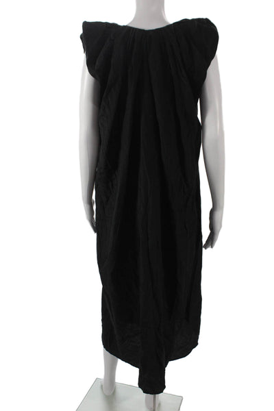 COS Womens Maxi Dress Black V-Neck Sleeveless Silk Cotton Mid-Calf Size 6