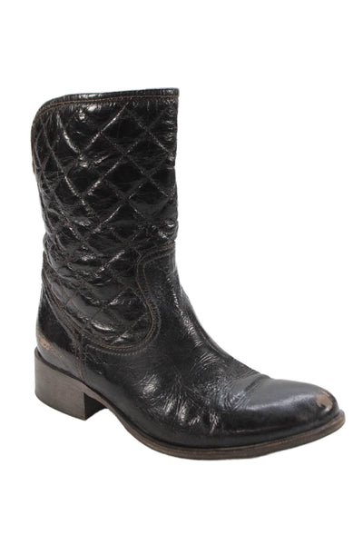 Via Roma 15 Womens Leather Quilted Mid-Calf Boots Black Size 36.5 6.5