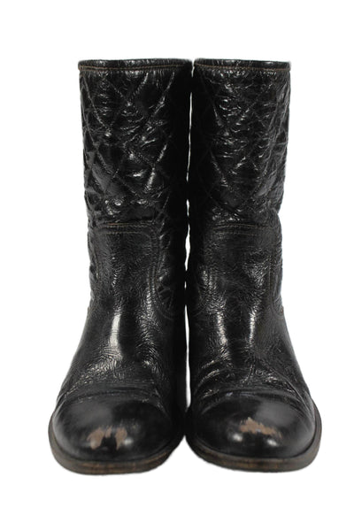 Via Roma 15 Womens Leather Quilted Mid-Calf Boots Black Size 36.5 6.5