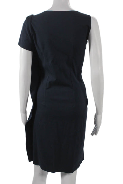 D Exterior Womens Sheath Dress Blue Cotton Boat Neck Knee Length Size 44